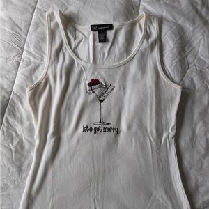 Christmas Tank Martini Rhinestones Sz L